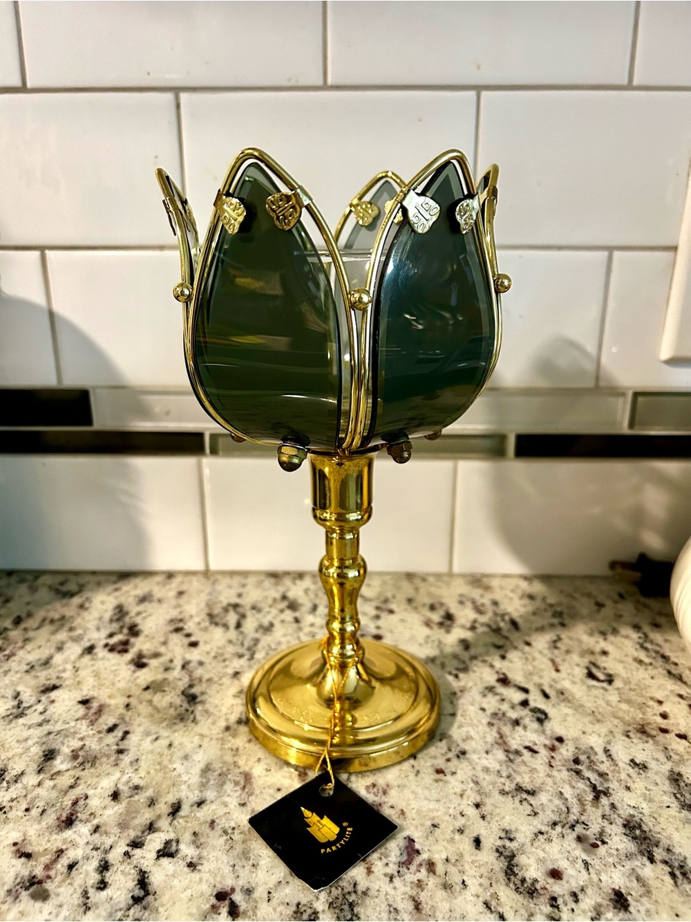 Vintage Brass Lotus Flower Candle / Tea Light Holder